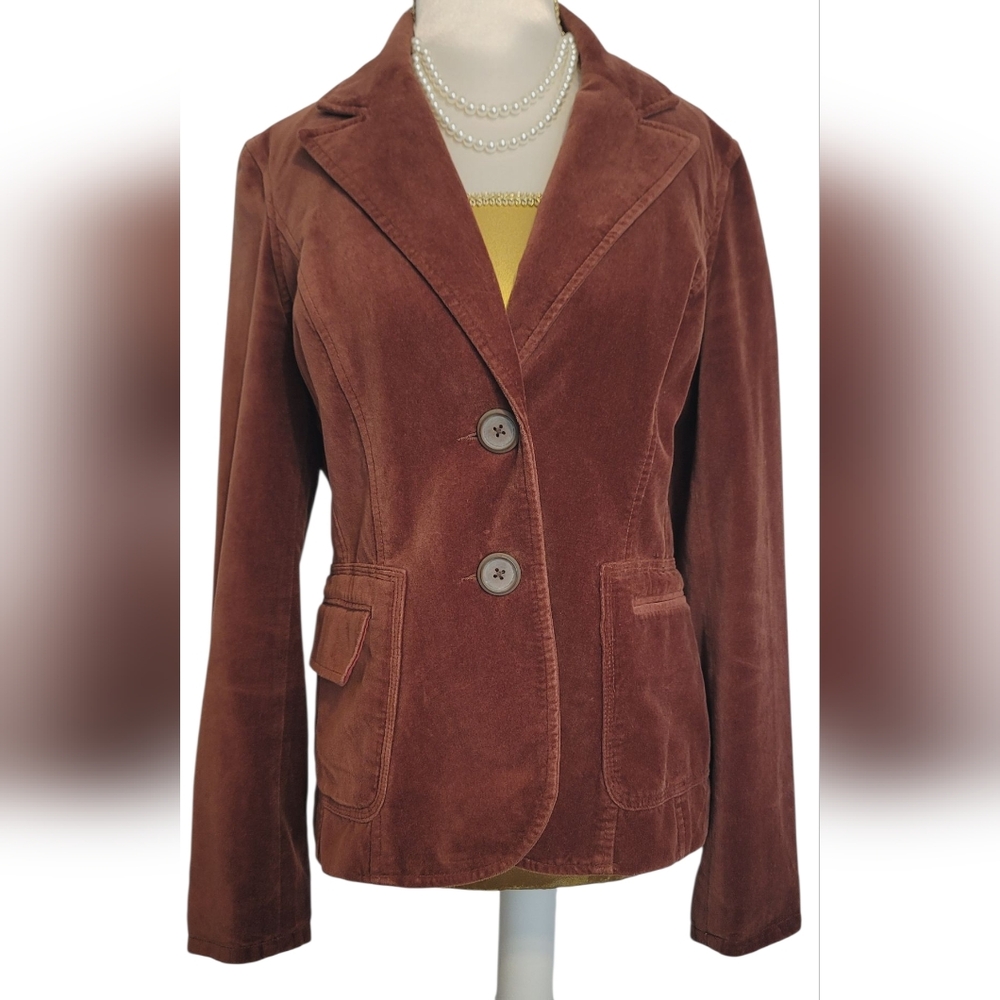 i.e. relaxed Burnt Orange / Reddish Brown Velvet Blazer Jacket